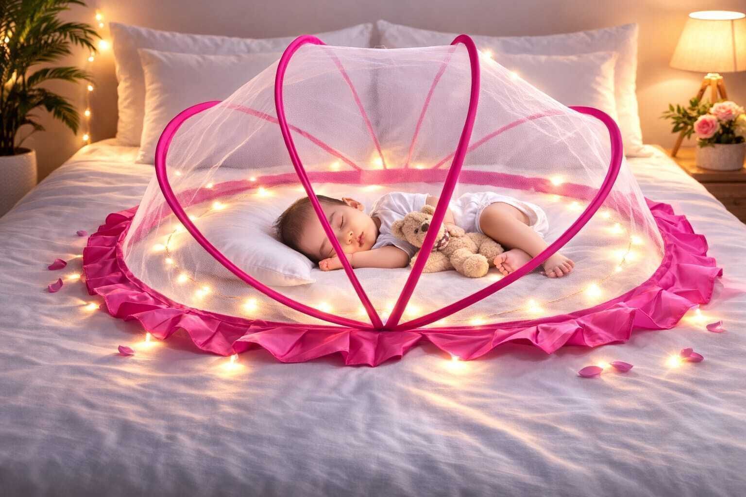 Umbrella Mosquito Net for New Born Baby Safe Sleep. protection from mosquito, Cotton Washable Kids Mosquito Net-image-39