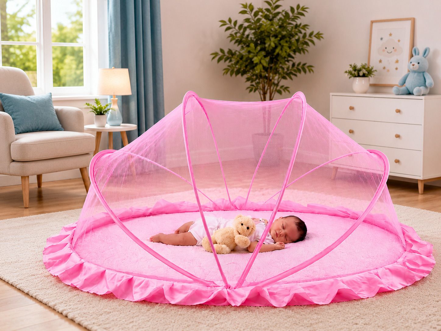 Pop up Baby Mosquito Net HDPE - High Density Poly Ethylene Washable Kids Mosquito Net-image-4
