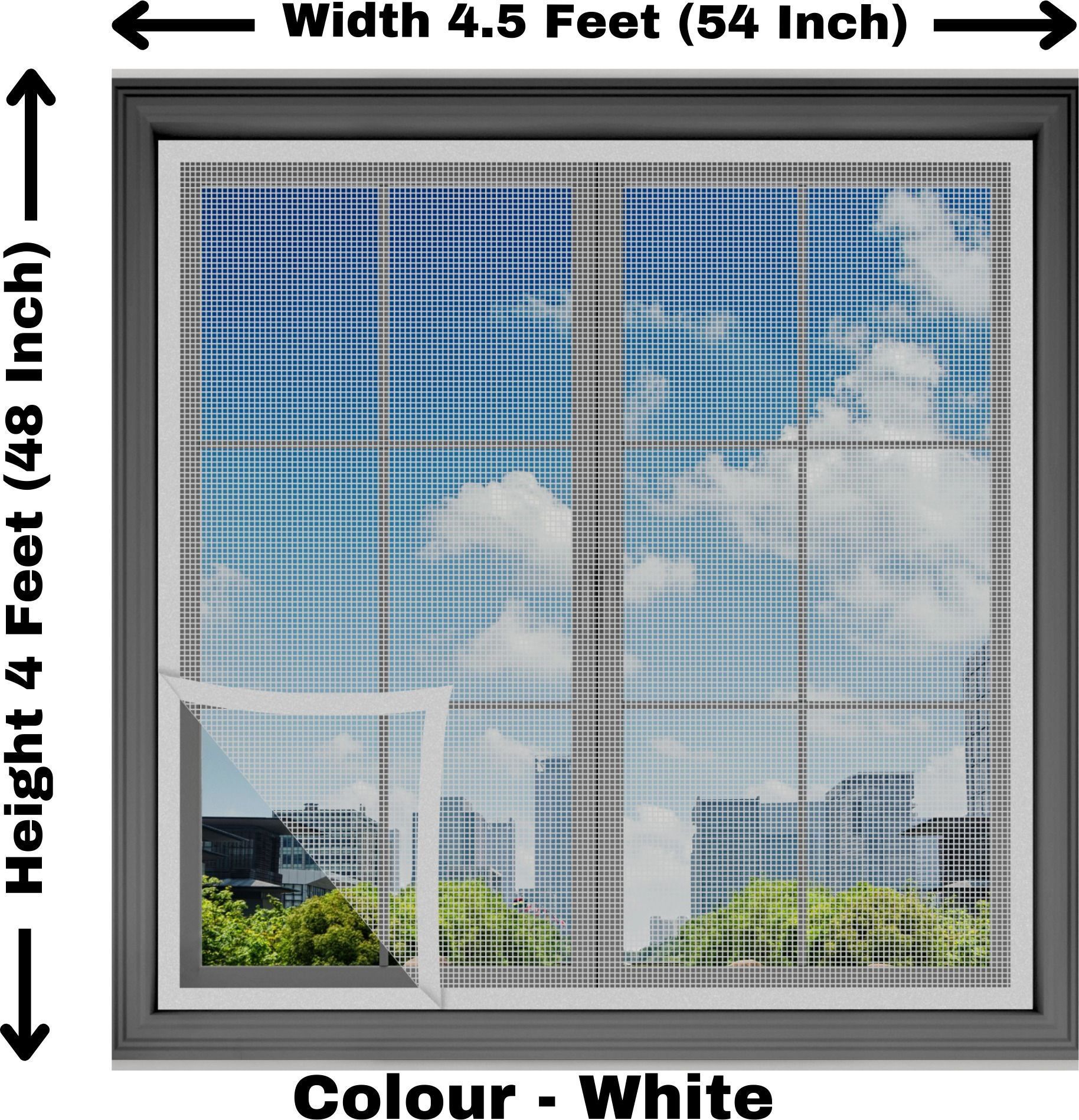 woodluck Fiberglass Mosquito net for window self Adhesive hook & loop tape-4x4.5 Feet Fibre Washable Adults Mosquito Net-picture-11