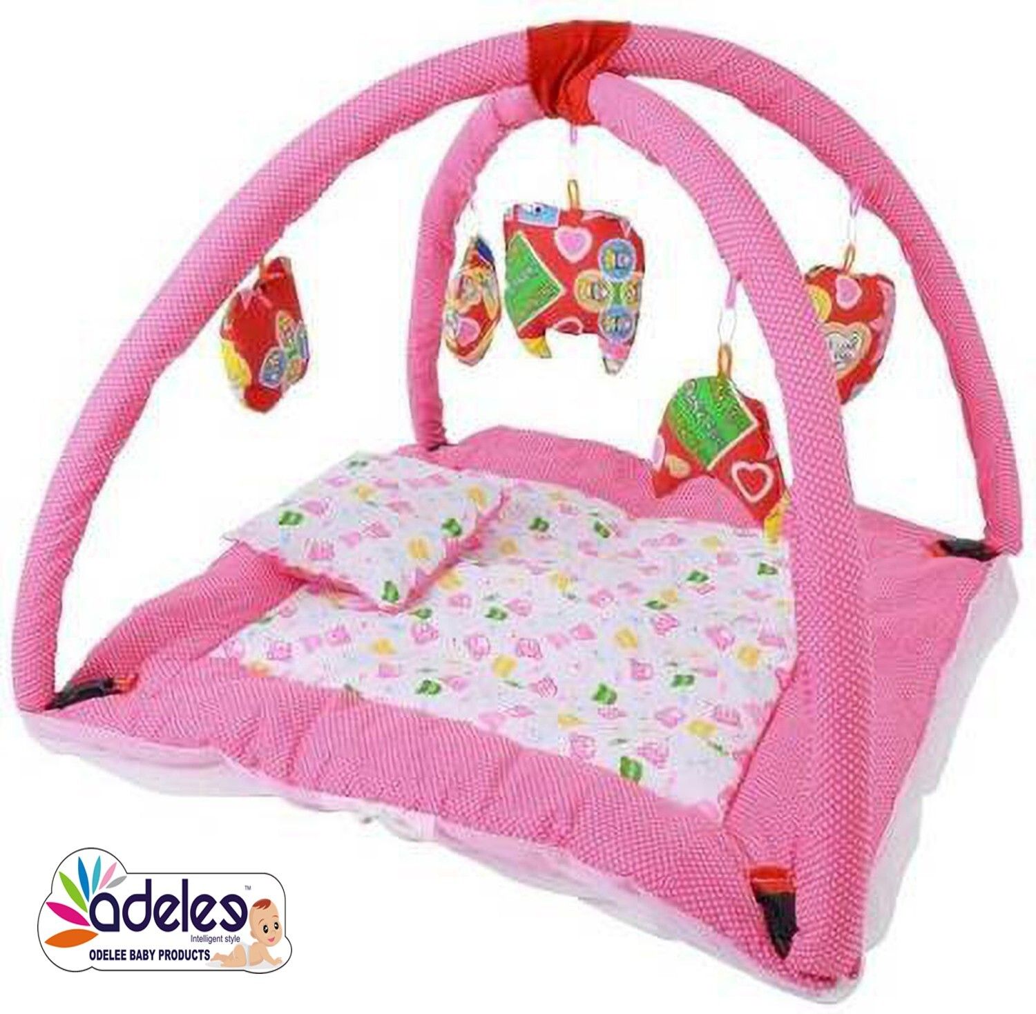 odelee Cotton Infants Washable Bedding Set with Foldable Mattress, Mosquito Net and Pillow BabyPink Mosquito Net-picture-41