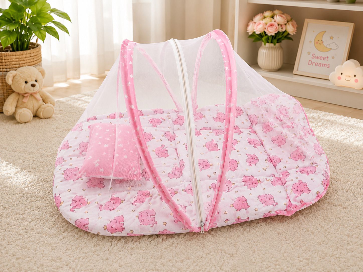 mother desire Foldable Baby Mosquito Net for Bed Polyester Washable Kids Mosquito Net-picture-29