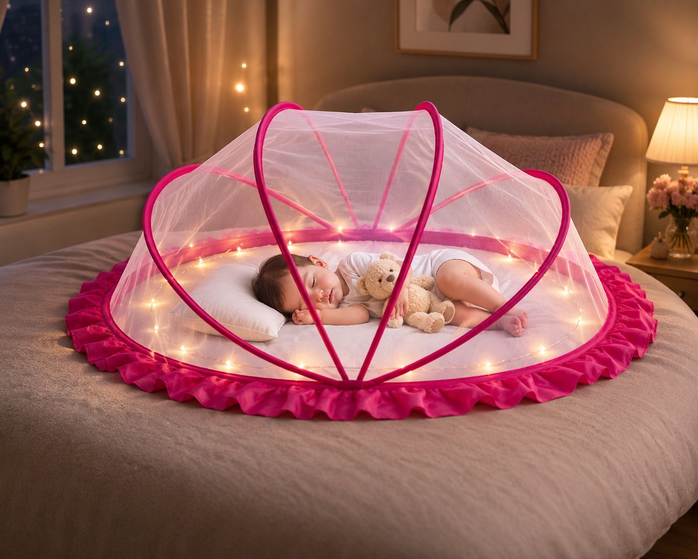 BabyPink Premium Pop-Up Mosquito Net HDPE - High Density Poly Ethylene Washable Infants Mosquito Net-image-8