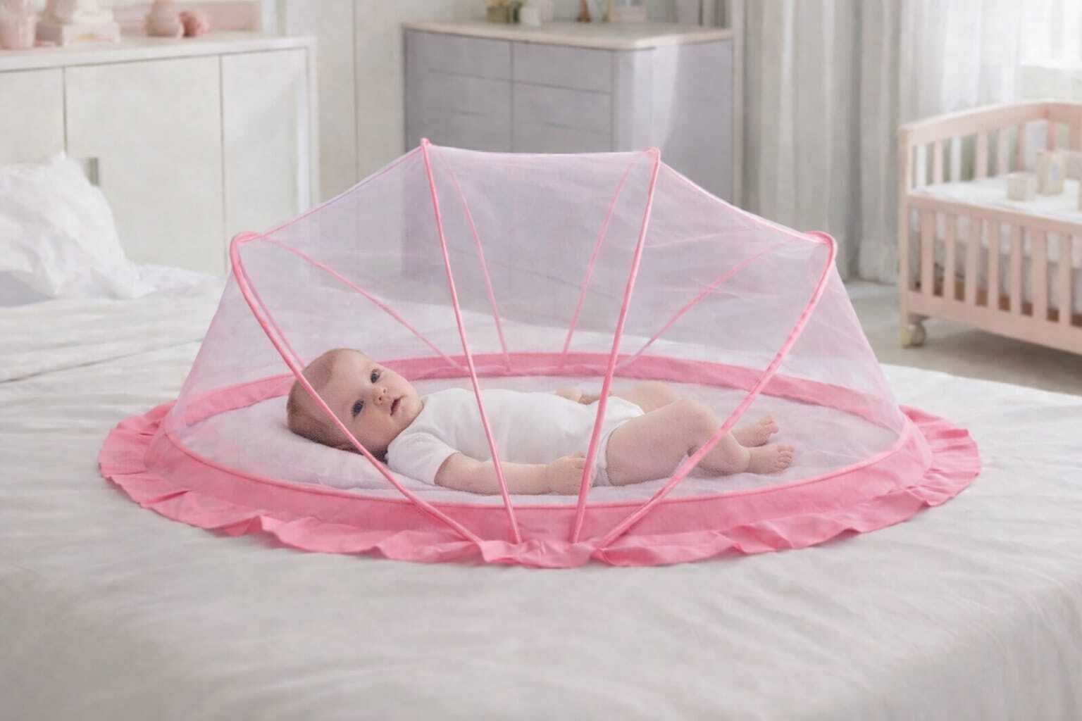 Pink colour baby mosquito net for 0 to 24 months baby's Nylon Washable Kids Mosquito Net-image-44