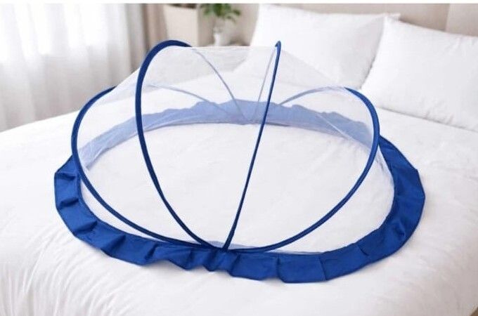 maisha BreeZara Premium Foldable Baby Mosquito Net for Newborn (0-12 Months) - blueW Polyester Washable Kids Mosquito Net-picture-7