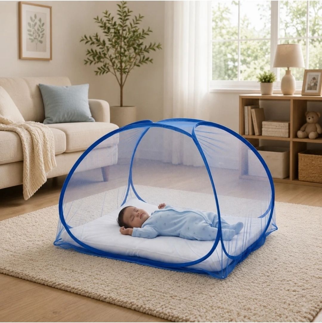 BABY TENT MOSQUITO NET BLUE COLOUR BEST SIZE AND PREMIUM QUALITY HDPE - High Density Poly Ethylene Washable Kids Mosquito Net-image-21