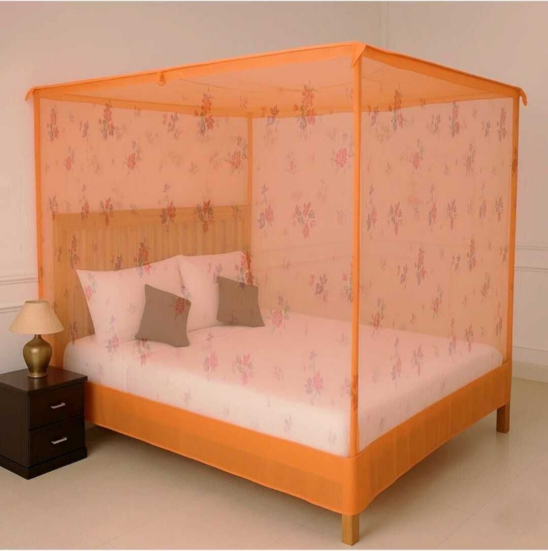 6x7 ft Flower Design ORANGE Color Foldable High Quality Mosquito Net HDPE - High Density Poly Ethylene Washable Adults Mosquito Net-image-9