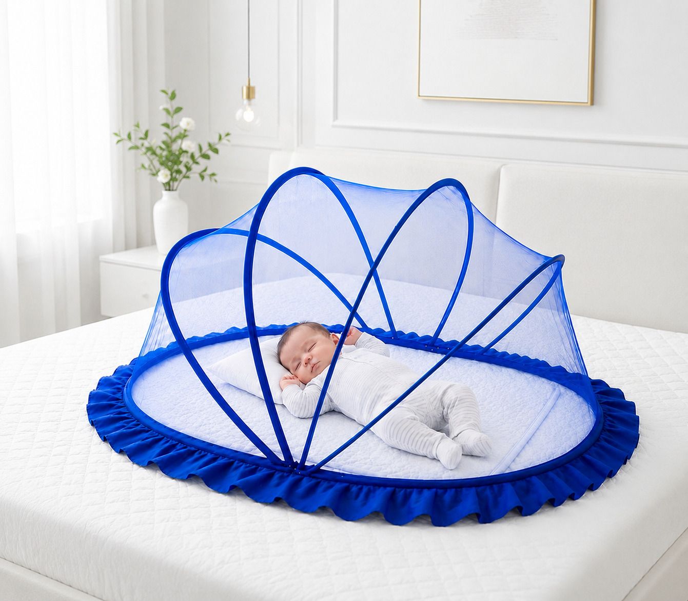trendyzone Premium quality foldable blue colour baby mosquito net HDPE - High Density Poly Ethylene Washable Kids Mosquito Net-picture-37