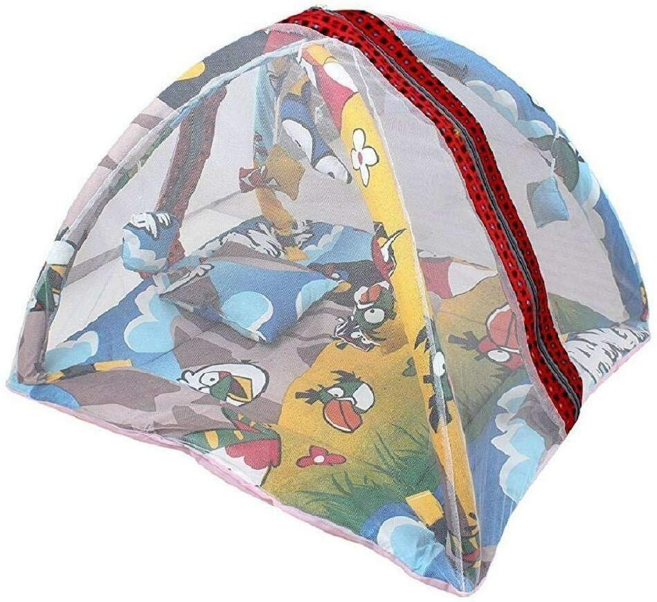 akash international Polyester Infants Washable Baby Kick and PlayGym Mattress with Mosquito Net & Bedding Set (Angry Bird) Mosquito Net image 1