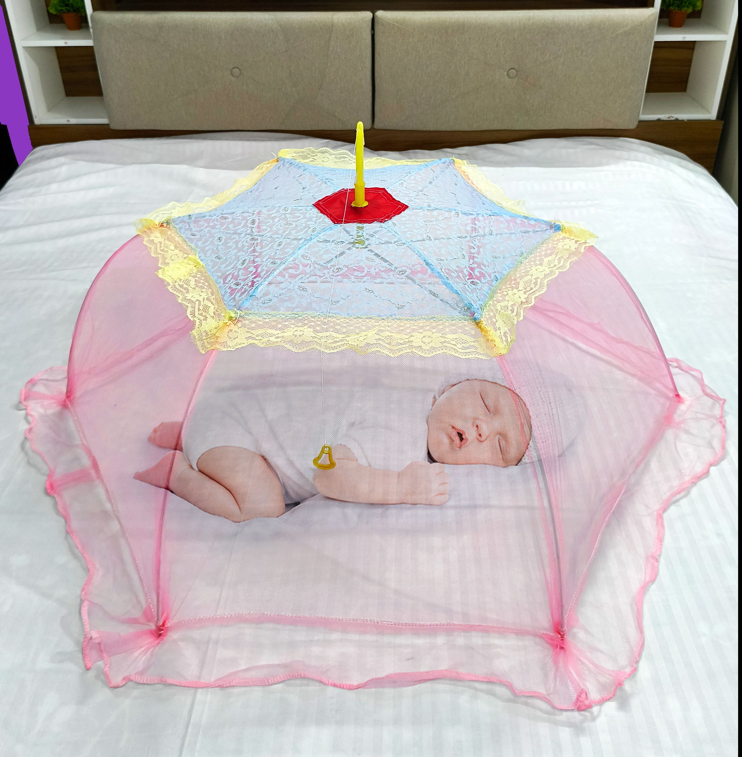 Polyester Infants Washable Fancy 6 Stick Round Shape Baby Mosquito Net 0 TO 2 Years Mosquito Net-image-5