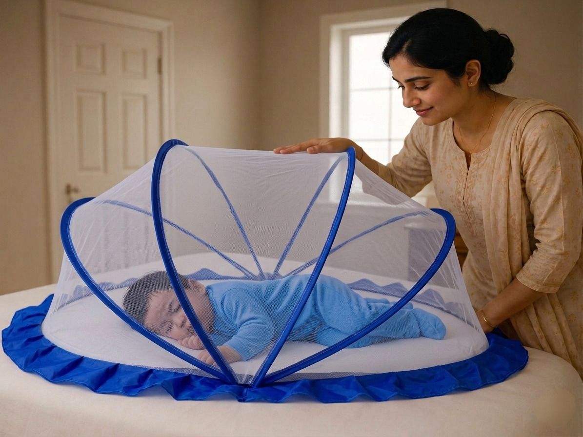 Royal Blue Baby Mosquito Net| Foldable, Portable & Breathable |Baby Machhardani Polyester Washable Kids Mosquito Net-image-31