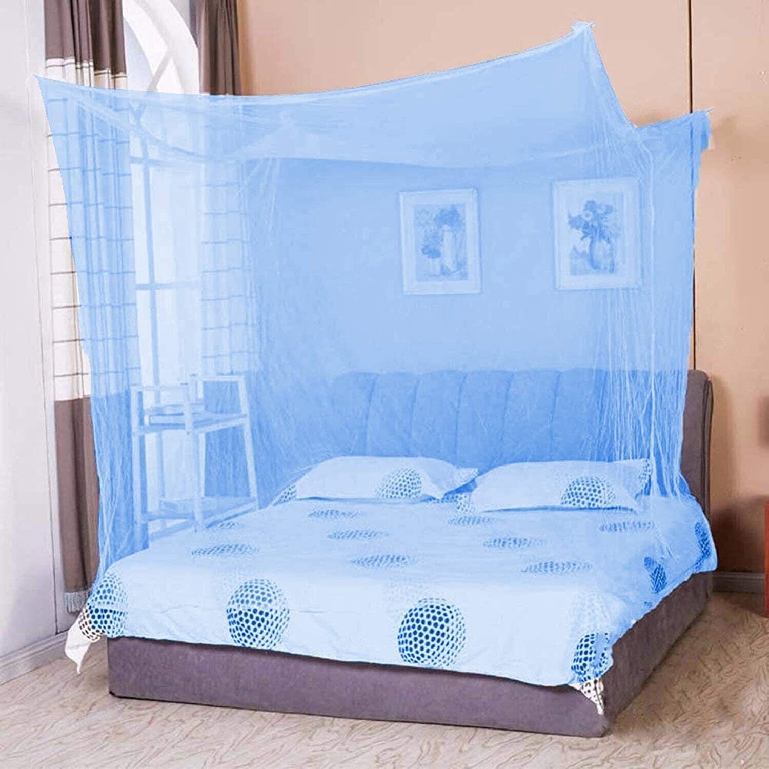 Cotton Adults Washable Square Plain Mosquito net 7 * 7 (Blue) - Foldable Flexible for Single Bed and Double Bed Mosquito Net-image-26