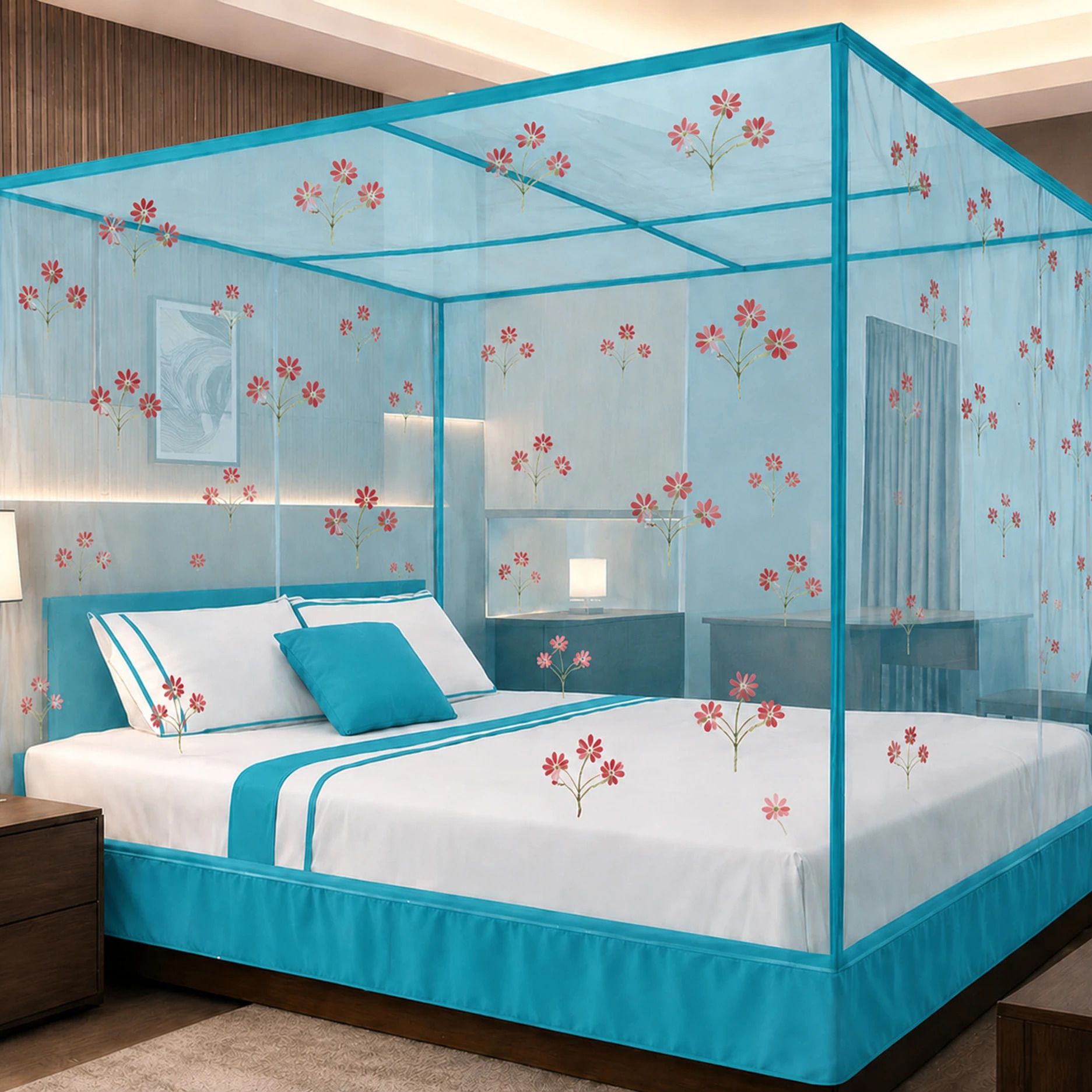 Double Bed Macchardani 6×7Feet Polyester Washable Adults Mosquito Net-image-22