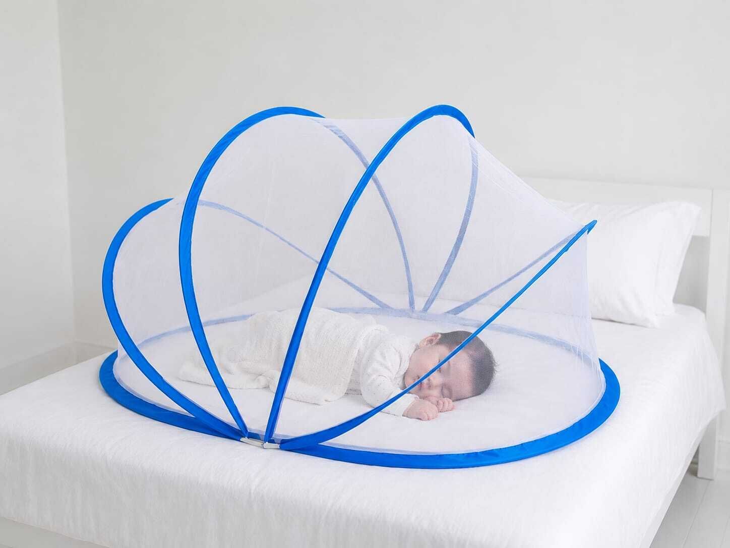 White blue baby crib Nylon Washable Infants Mosquito Net-image-44