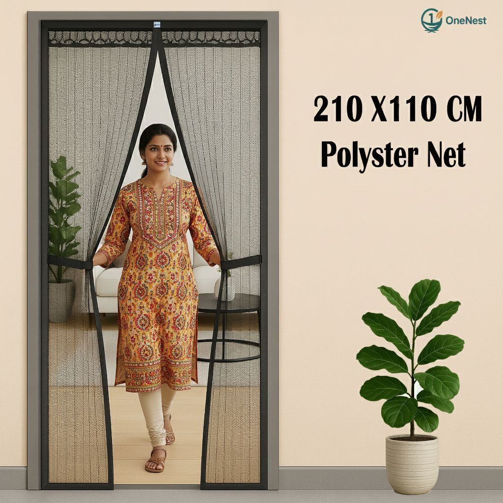 onenest (210*110 cm) Auto Close door curtain with magnet Polyester Washable Adults Mosquito Net-picture-57