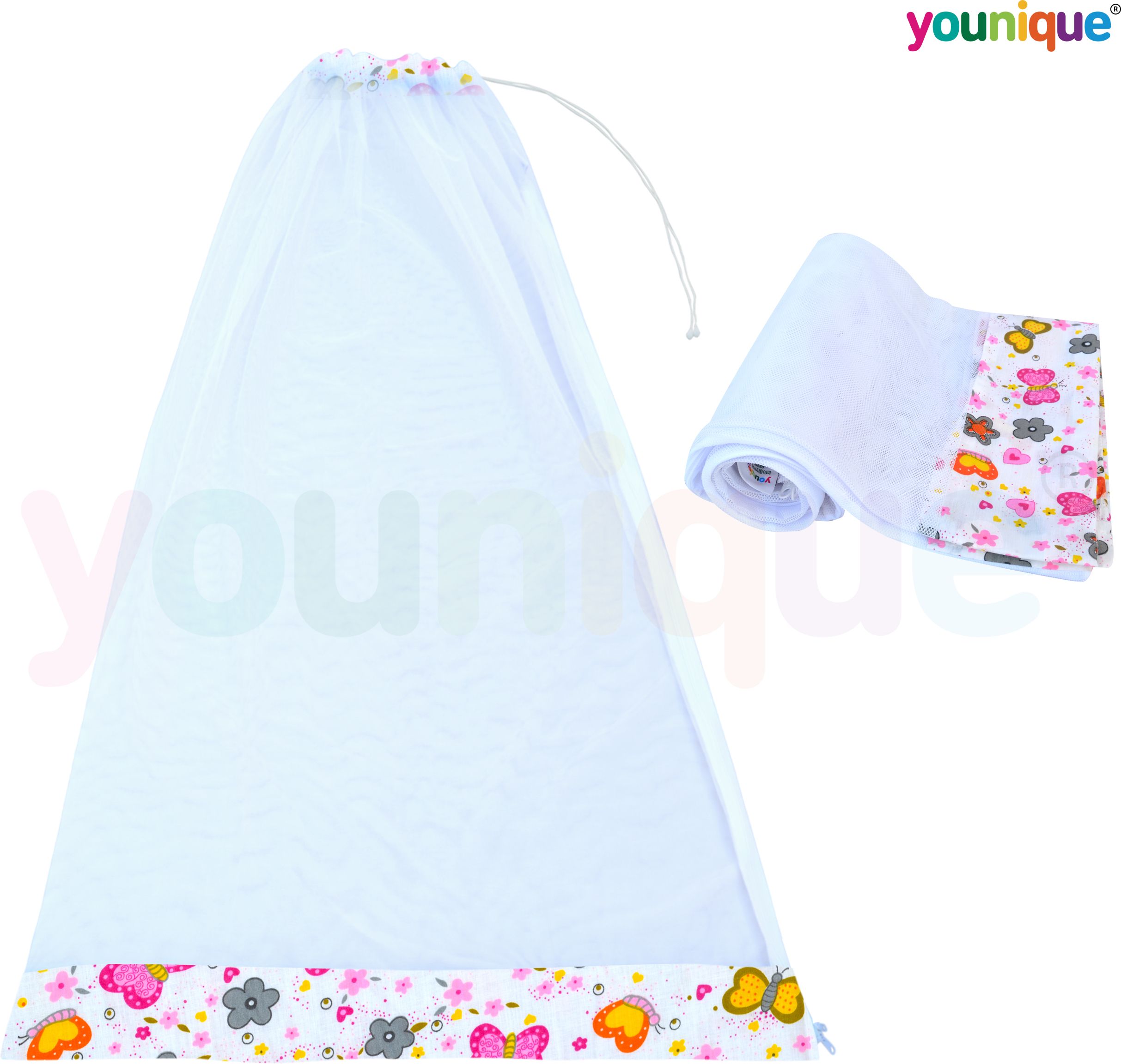 Cotton Infants Washable Mosquito Net for Baby Cradle / Mosquito Net For Baby Jhula / Baby Swing with Zip Opening (0-3 Yrs) - Pink Butterfly Mosquito Net-image-41