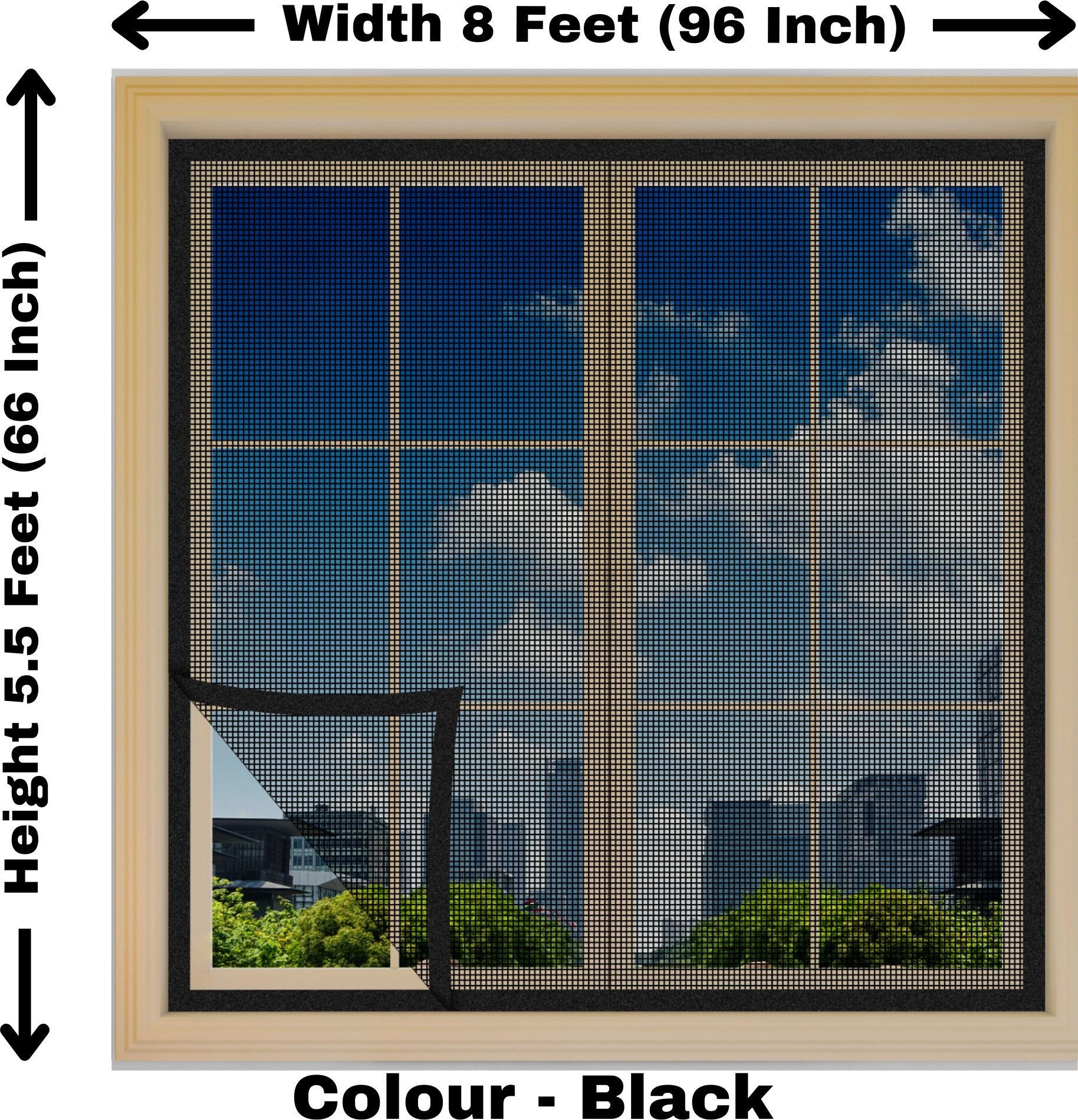 Fiberglass Mosquito net for window self Adhesive hook & loop tape-5.5x8 Feet Fibre Washable Adults Mosquito Net