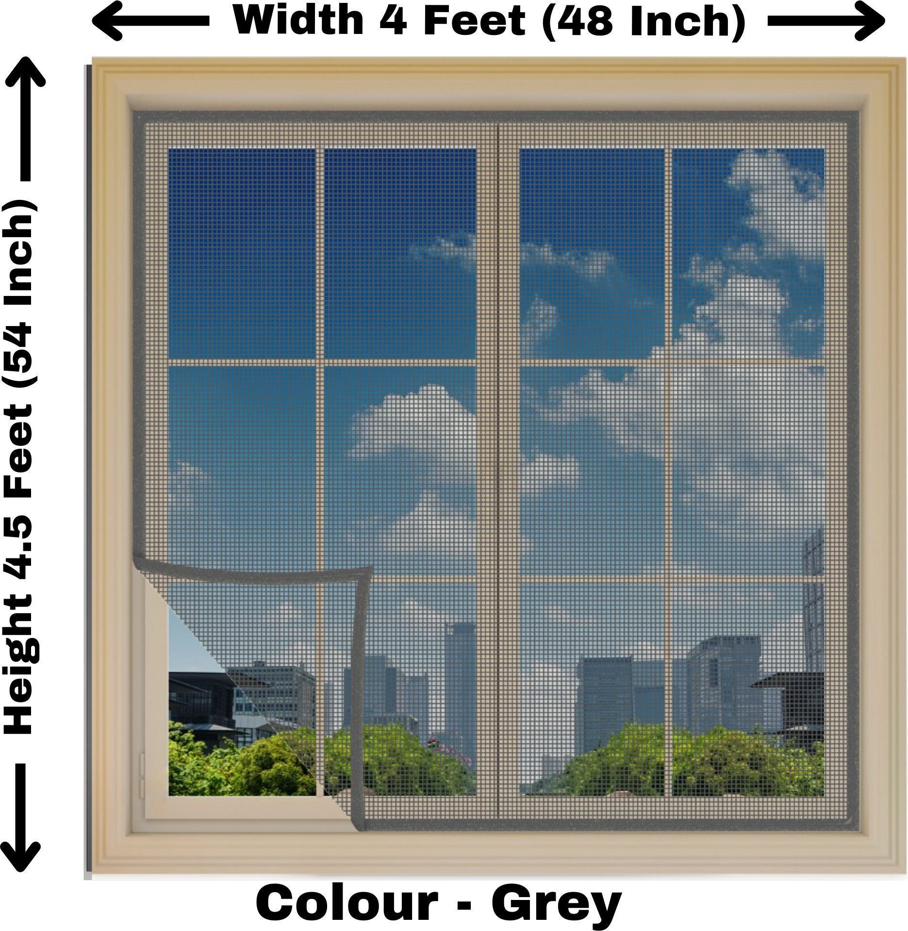 Fiberglass Mosquito net for window self Adhesive hook & loop tape-4.5x4 Feet Fibre Washable Adults Mosquito Net-image-42