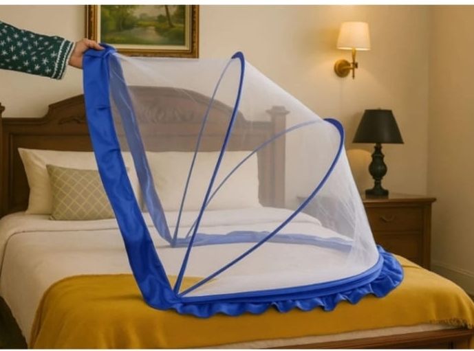 White blue baby crib mosquito net HDPE - High Density Poly Ethylene Washable Kids Mosquito Net-image-37