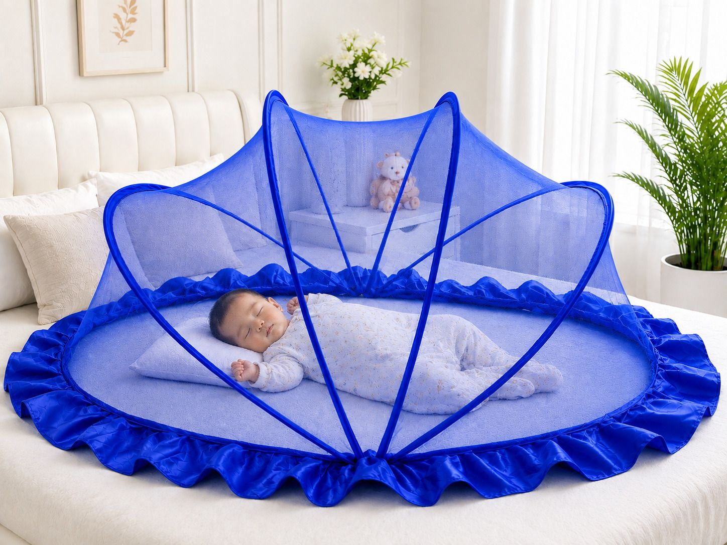 Premium foldable baby machhardani ( royal blue colour ) HDPE - High Density Poly Ethylene Washable Kids Mosquito Net-image-36