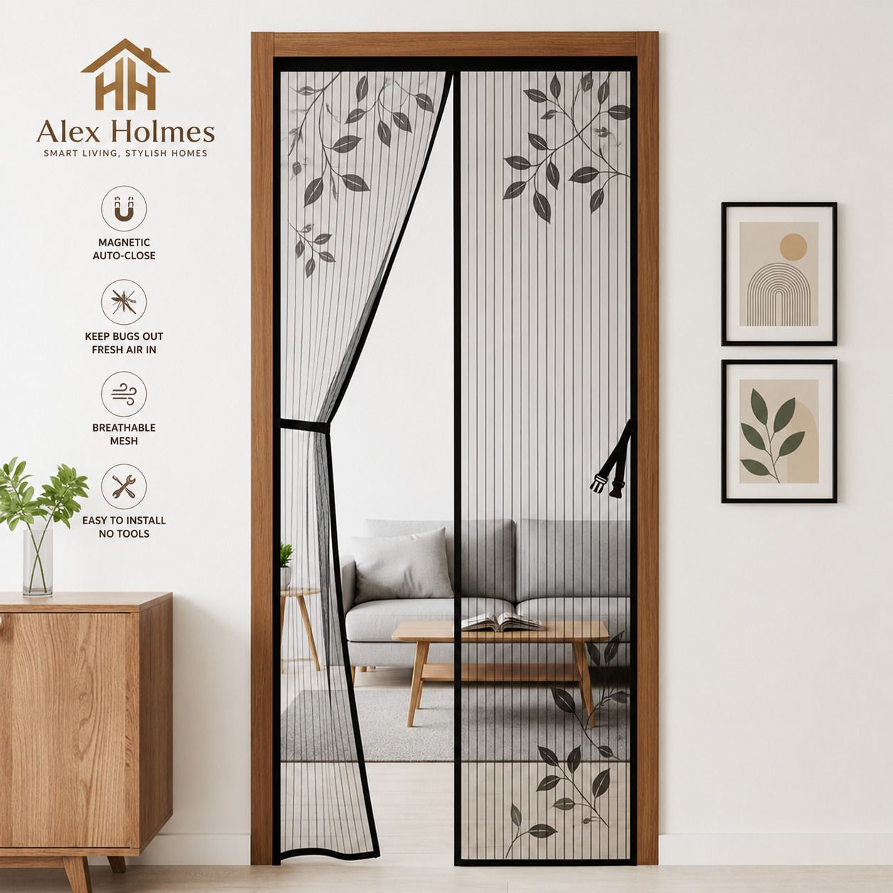 Alex Holmes Magnetic Mesh Door Curtain 110x210 cm Polyester Washable Kids Mosquito Net-image-14