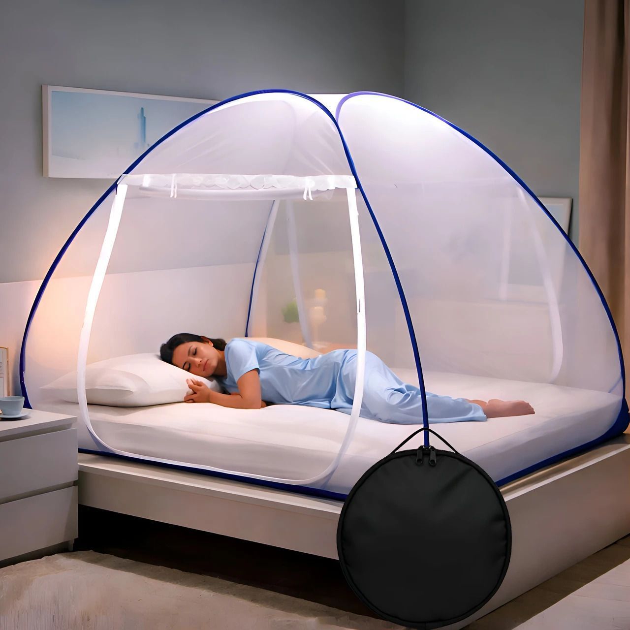 Foldable Machhardani Double Bed Polyester Adults Mosquito Net-image-44