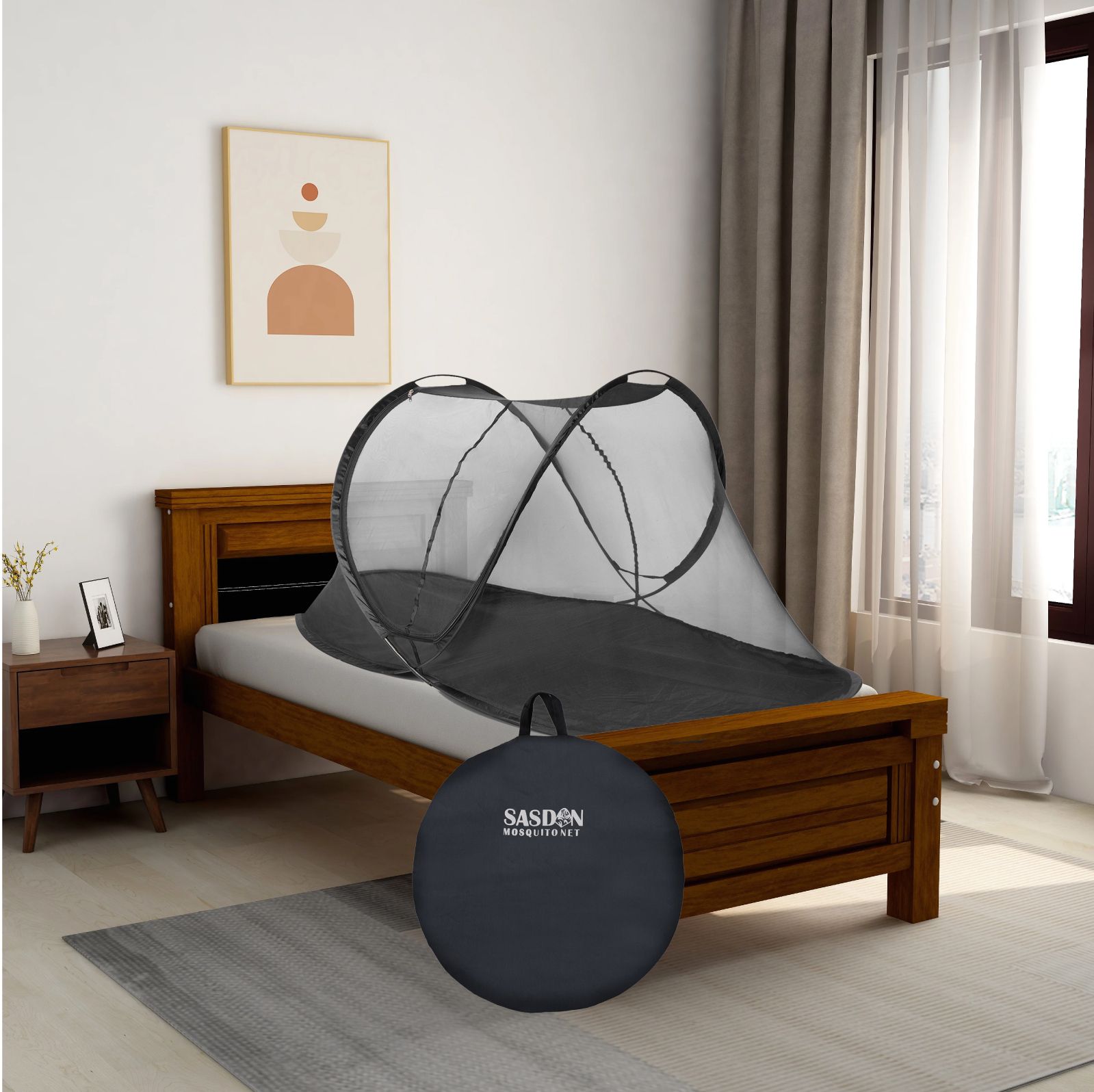 Polyester Adults Washable Verticle Zip Mosquito Net - L,B,H (7 x 7 x 4.6 ft) with High-Quality Zip Mosquito Net-image-38