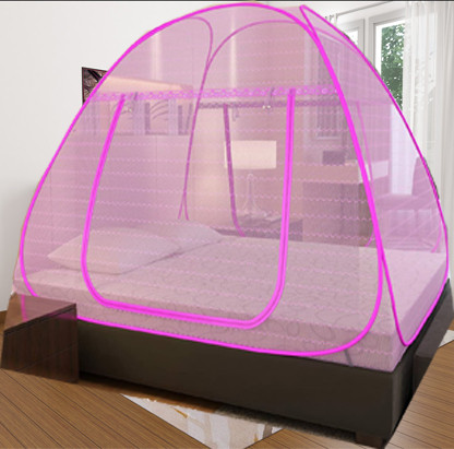 khanjan fashion hub Polyester Kids Washable PINK mosquito net 6x6 windows mosquito net zipper machhardani triple bed 8x8 co Mosquito Net image 1