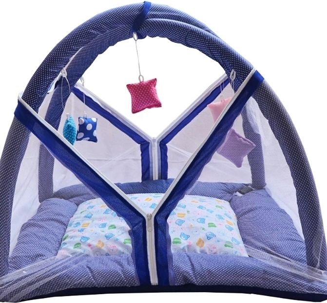 Newborn Baby Bedding Set with Mosquito Net, Pillow & Hanging Toys 0-12M Polyester Washable Adults Mosquito Net-image-12