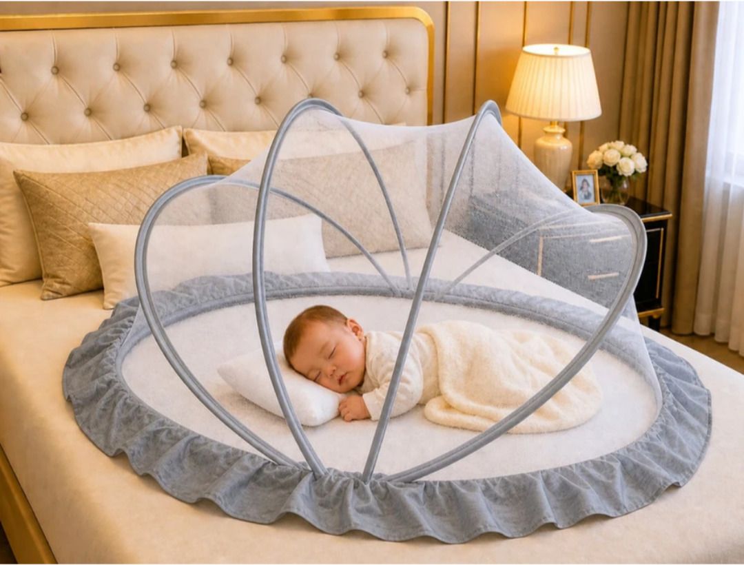White grey crib baby mosquito net HDPE - High Density Poly Ethylene Washable Kids Mosquito Net-image-41