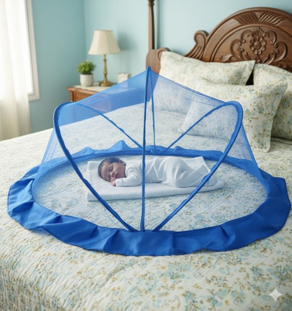 HDPE - High Density Poly Ethylene Kids Washable Blue crib Mosquito Net-image-26