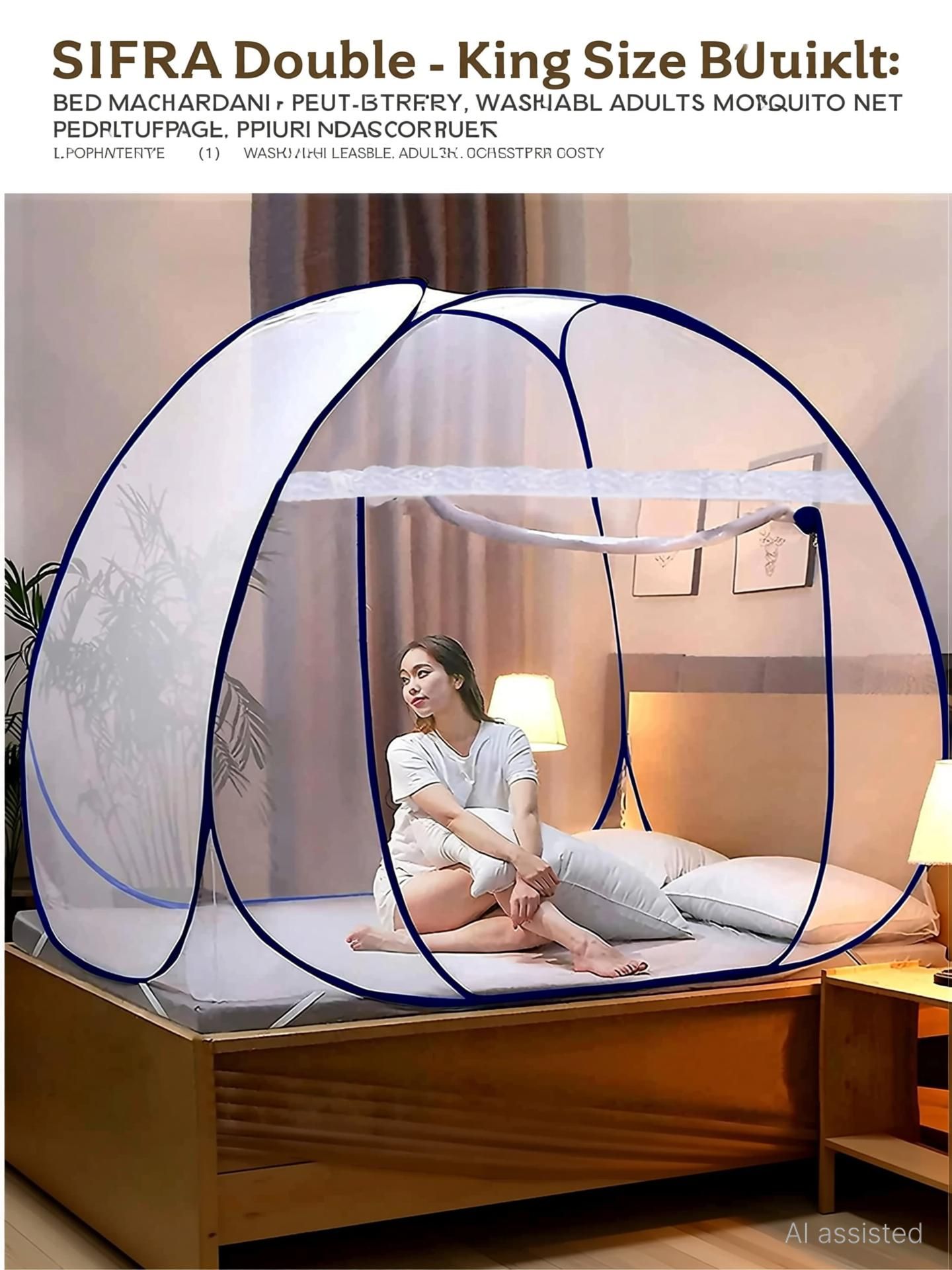 Double , King Size Bed Machardani Polyester Washable Adults Mosquito Net-image-35