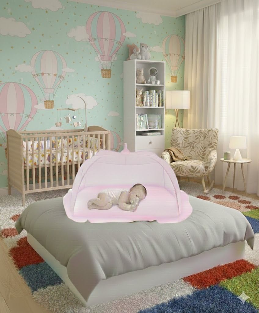 Pink Baby Sleeping Mosquito Protection Net | Lightweight Foldable Design Nylon Washable Kids Mosquito Net