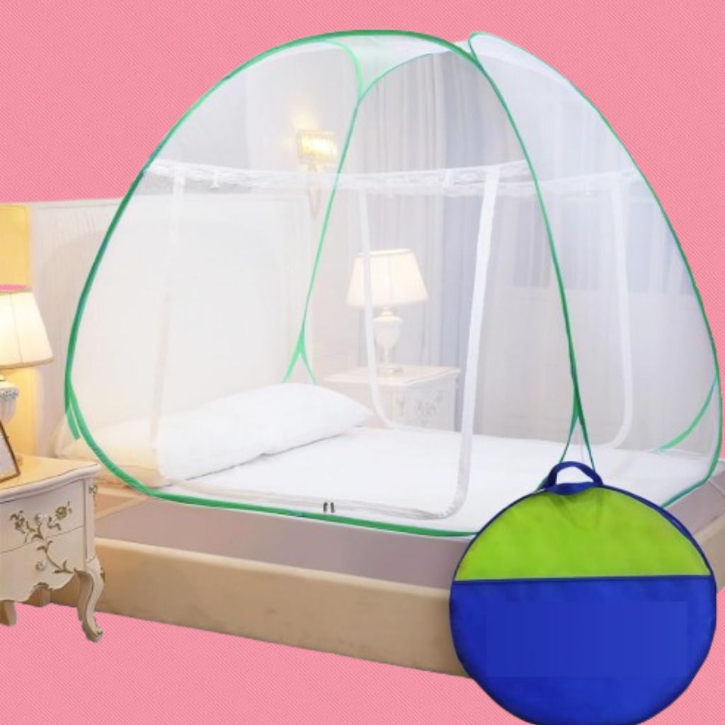 Foldable Pop Up Bed Net with Strong Frame Support Green Polyester Washable Kids Mosquito Net-image-45