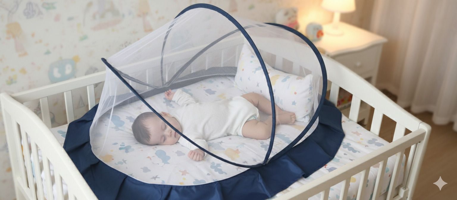 White crib HDPE - High Density Poly Ethylene Washable Kids Mosquito Net