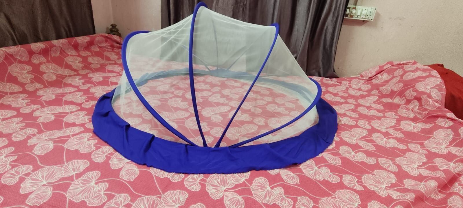 WHITE BLUE MOSQUITO NET FOR BABY Cotton Washable Infants Mosquito Net-image-35