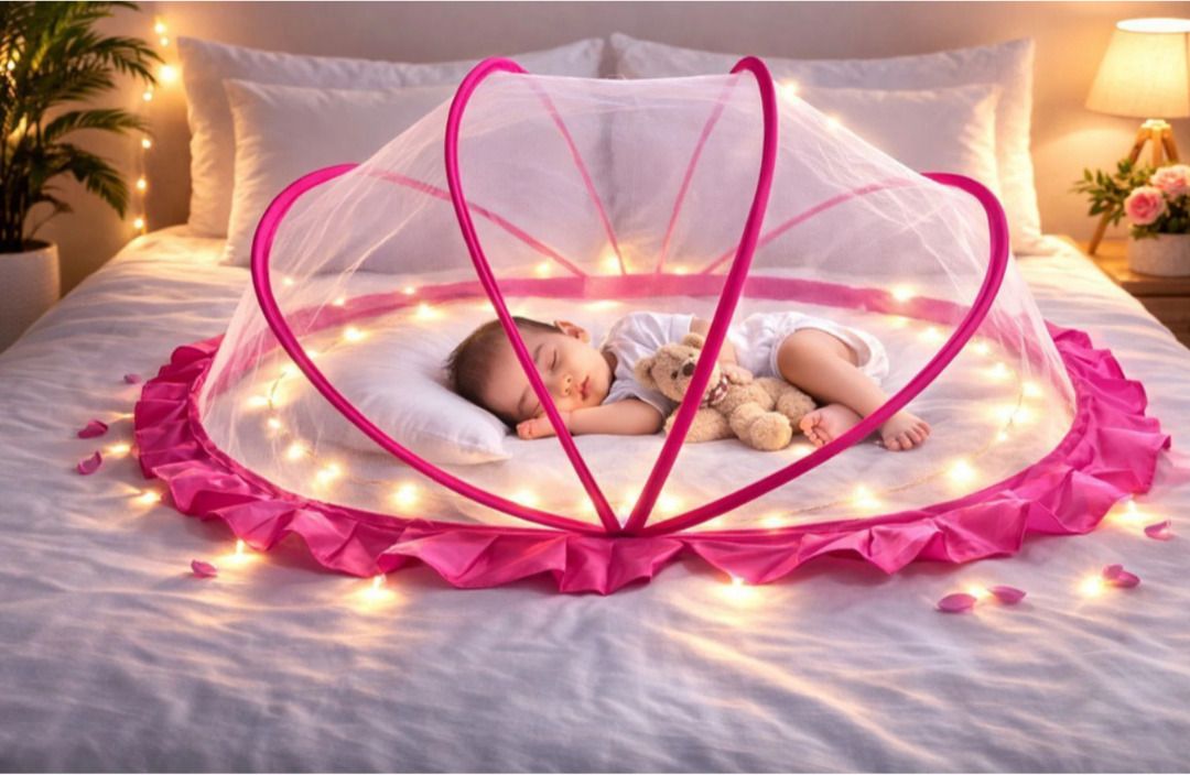 sm collection Pink colour Portable Mosquito Net HDPE - High Density Poly Ethylene Washable Kids Mosquito Net-picture-17