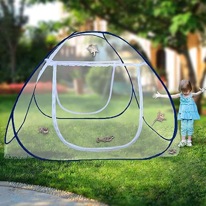 Polyester Adults DOUBLE BED MOSQUITO NET TENT Mosquito Net (Sky Blue) Polyester Washable Adults Mosquito Net-image-11