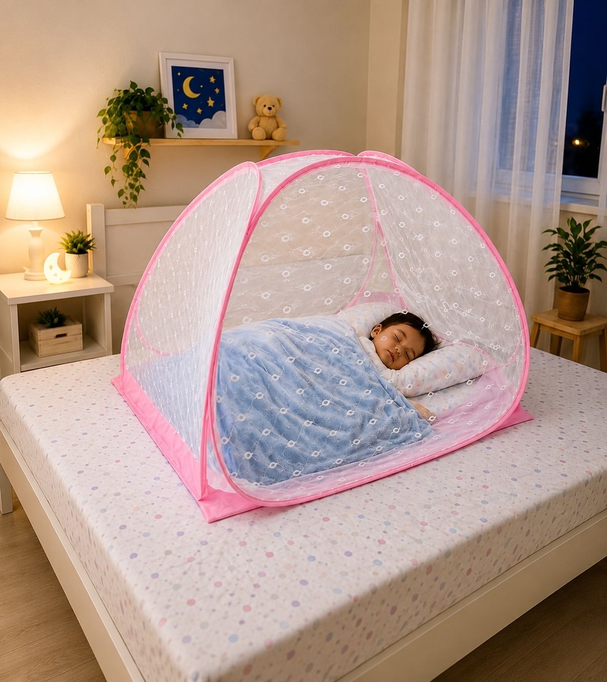 newaz cloth storex Foldable baby mosquito net for 0to 36month baby with 3ft*3ft*2.5ft size HDPE - High Density Poly Ethylene Washable Kids Mosquito Net-picture-11