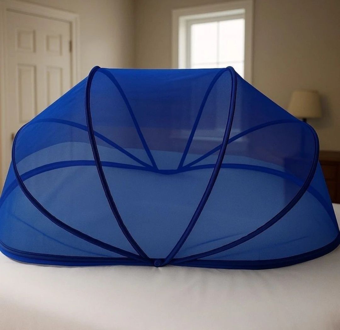 Blue colour baby mosquito net. Cotton Washable Kids Mosquito Net-image-46