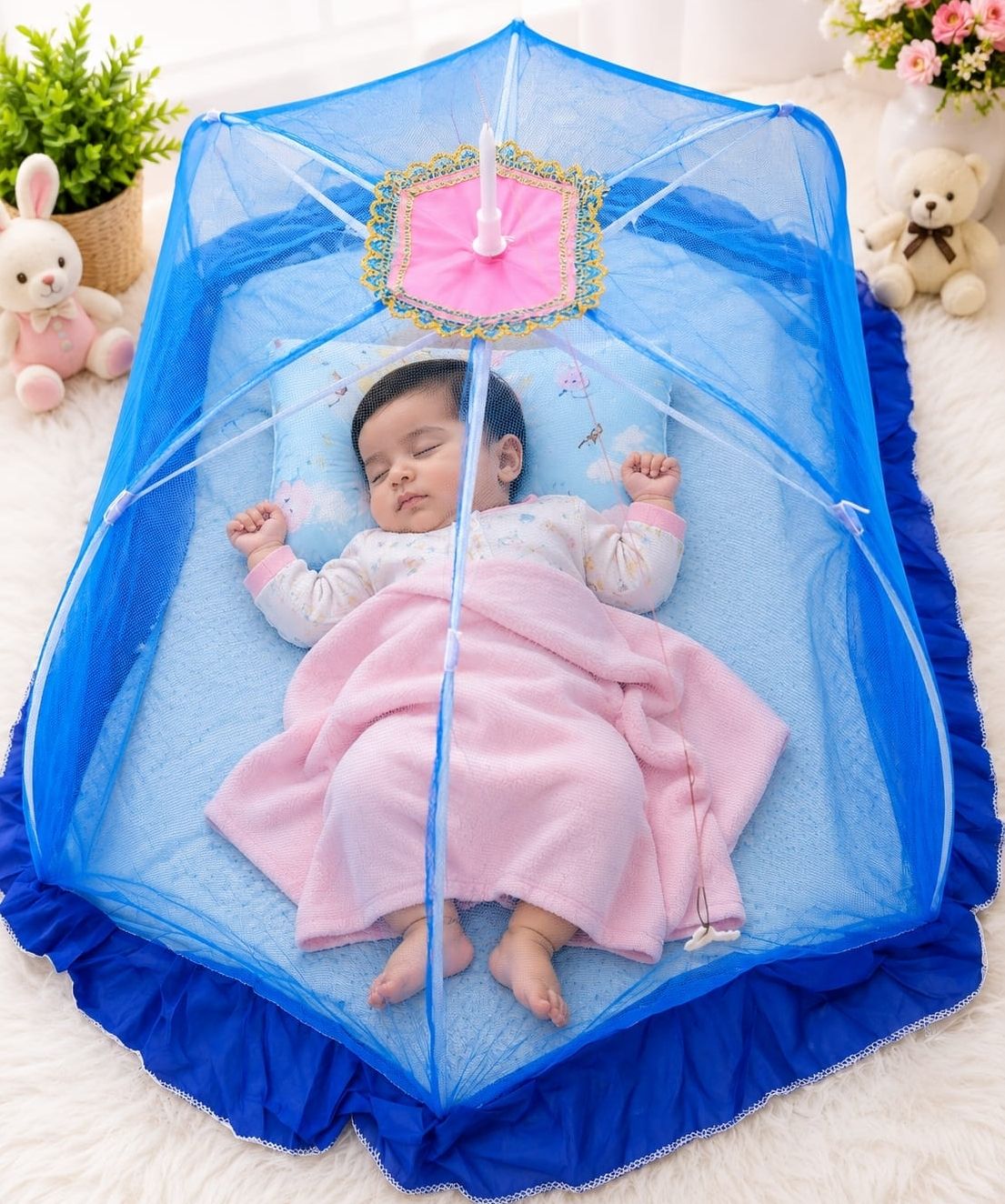 new stylehub Style hub blue 6 shikh oval baby mosquito net 037 Nylon Washable Infants Mosquito Net-picture-45