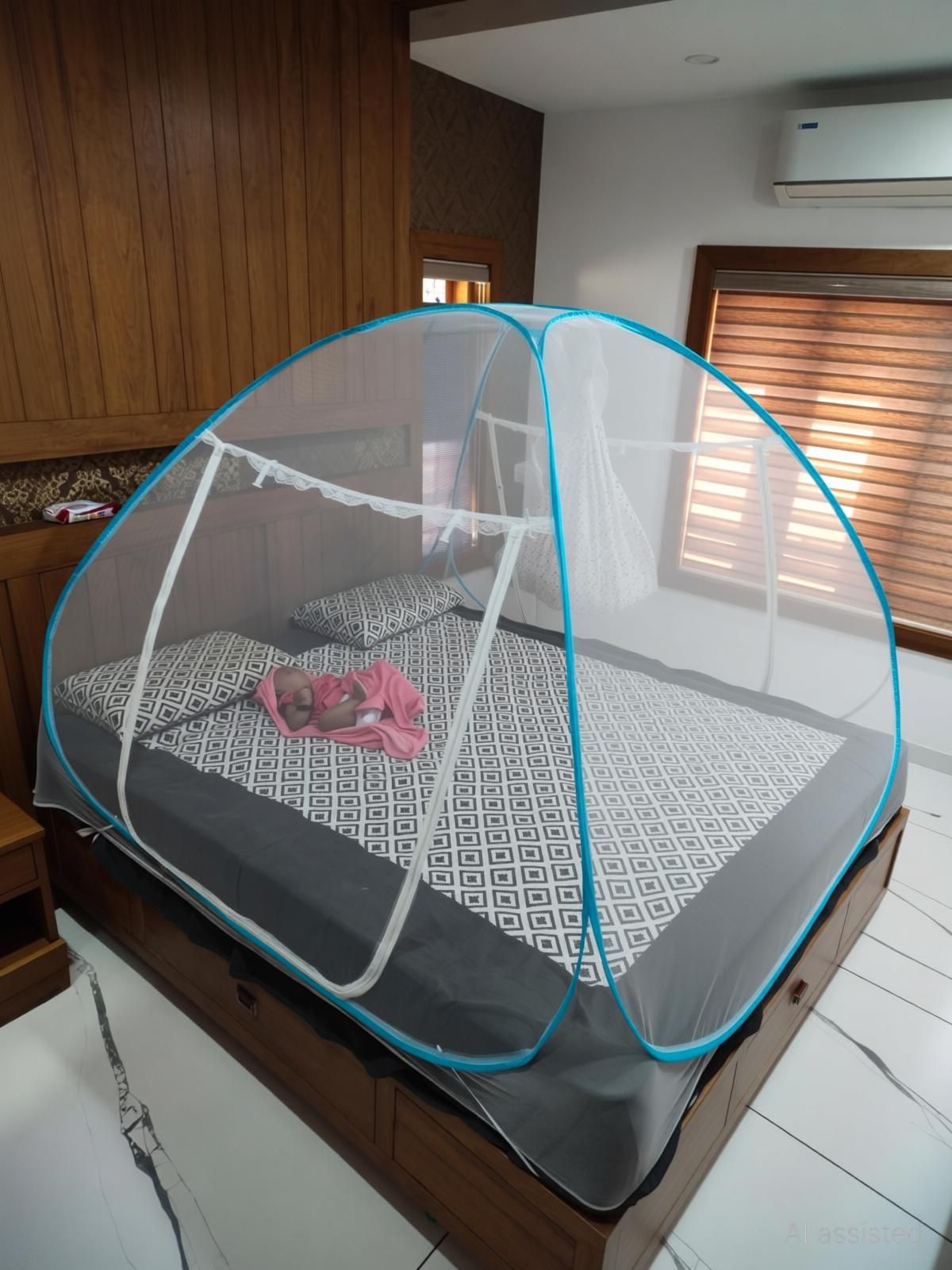 Mosquito Net King Size Bed Machhardani New Model 6.5Ft X 6.5Ft X 4.5Ft Polyester Washable Adults Mosquito Net-image-1