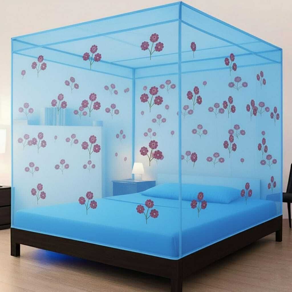 Mosquito Net 8x8 ft XXL Size Bed Net Rose Blue Heavy Quality Polyester Soft Net HDPE - High Density Poly Ethylene Washable Adults Mosquito Net-image-27