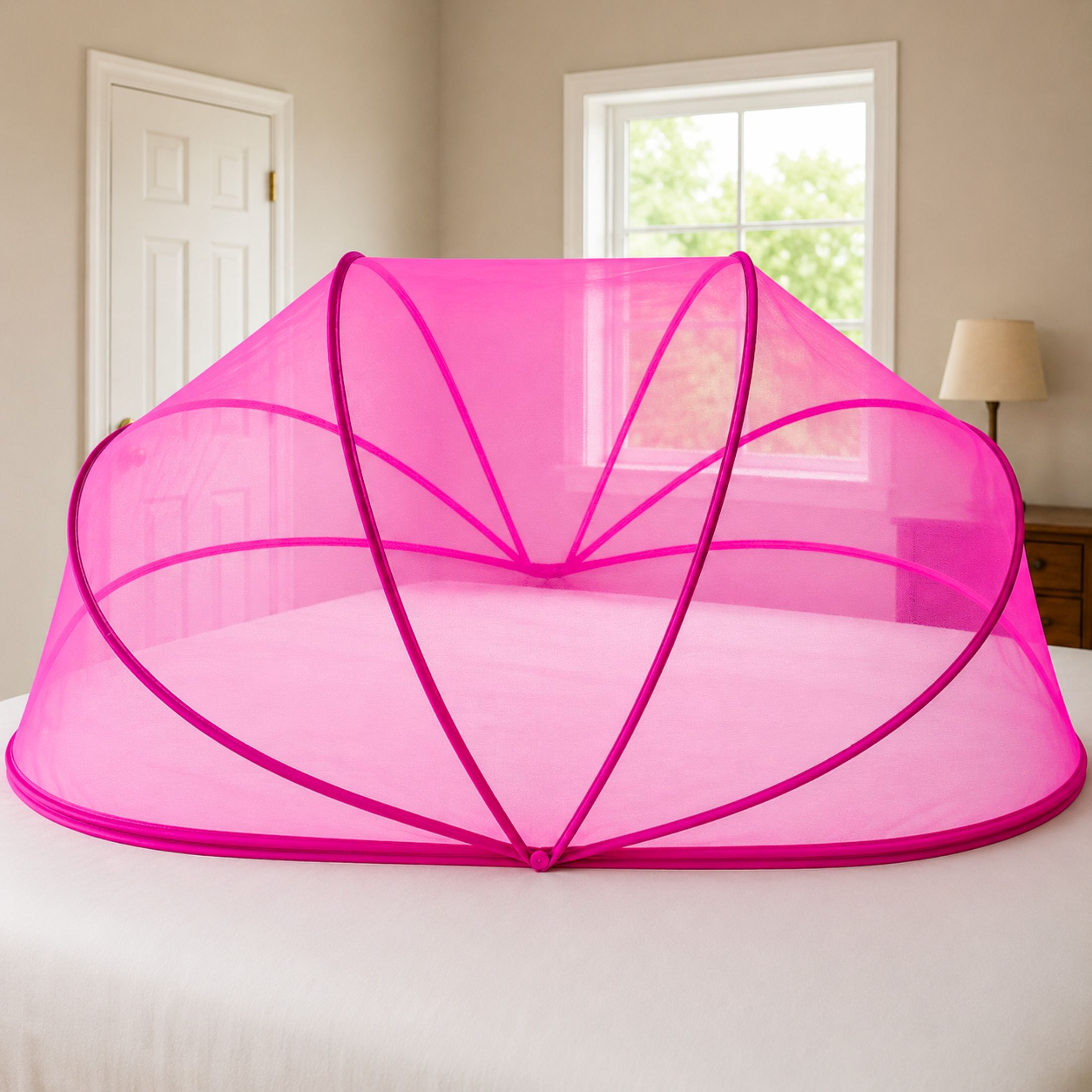 Foldable Pink Baby Crib Net(0 to 24 Months) HDPE - High Density Poly Ethylene Washable Kids Mosquito Net-image-37