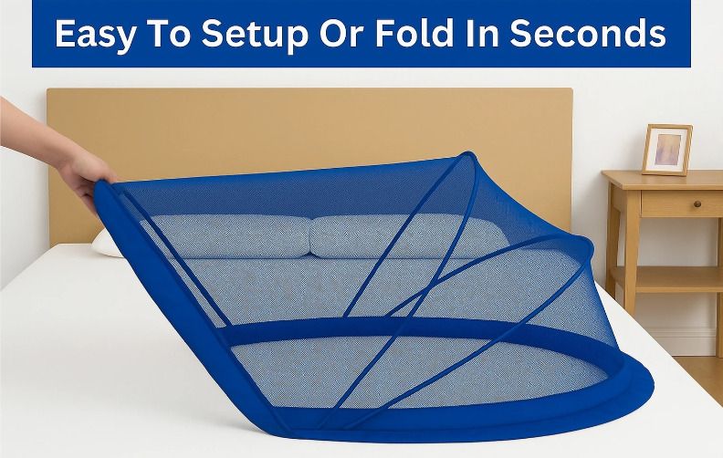 Blue Baby Mosquito Net For Kids Net Size. 0 to 24 Month HDPE - High Density Poly Ethylene Washable Kids Mosquito Net-image-24