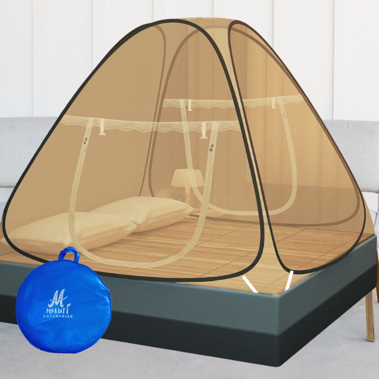 maruti enterprise ® Double Bed , King Size , Big Large Super - 6x6, 7x7, 8x8, 6x6.5 ft - Foldable Portable Insect Screen Machhardani Cotton Washable Adults Mosquito Net-picture-23