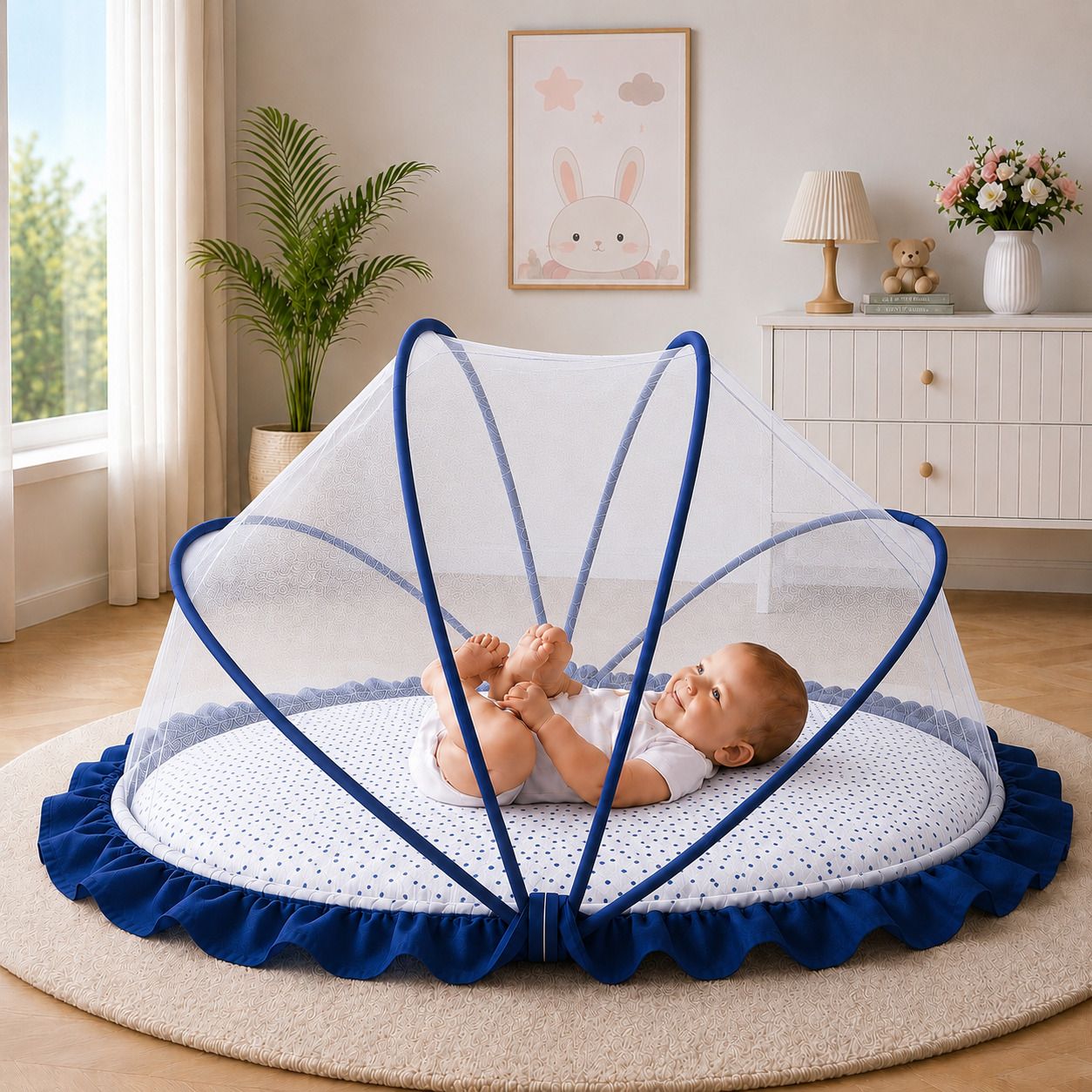 ROYEL WHITE & BLUE HDPE - High Density Poly Ethylene Washable Kids Mosquito Net-image-39