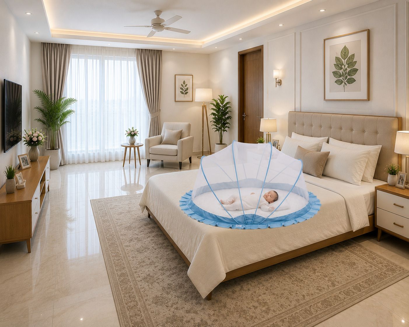 BABY MOSQUITO NET CRIB FOLDABLE POLYESTER WASHABLE KIDS HDPE - High Density Poly Ethylene Washable Kids Mosquito Net-image-30