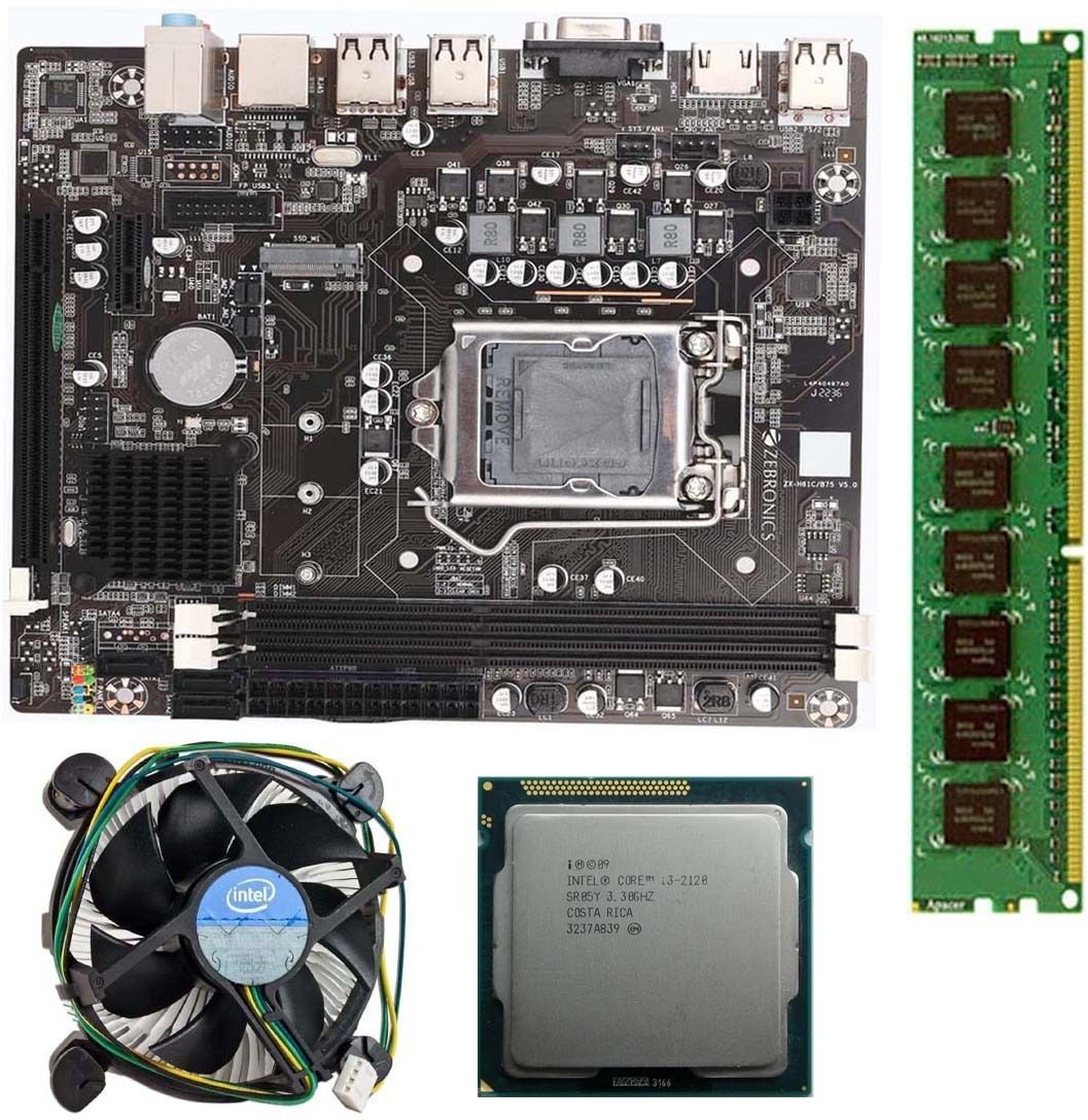 ZEBRONICS H61-i3-4gb Pfan LGA 1155Socket ATX Intel H61 Chipset DDR3 Motherboard for Desktop