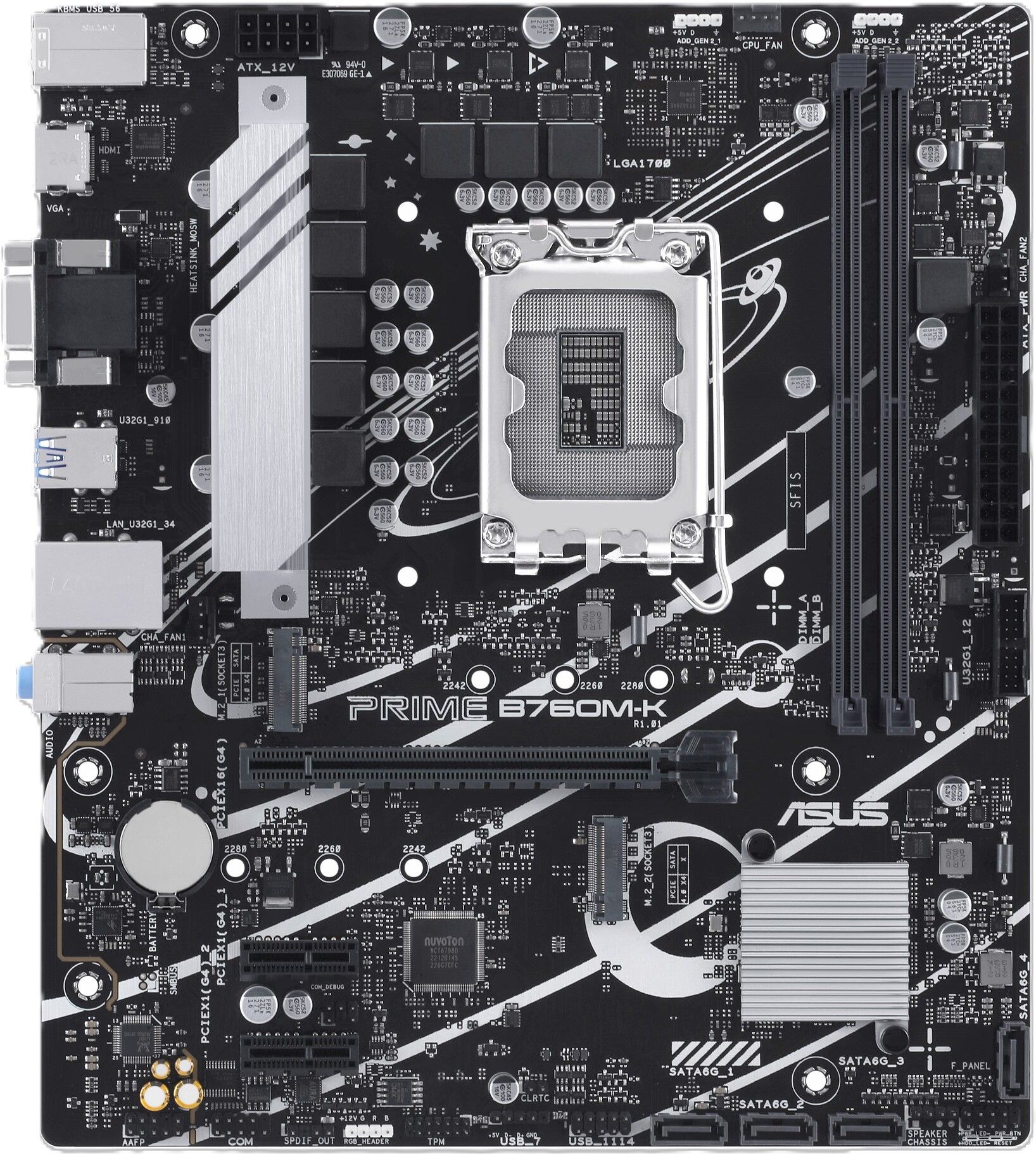 ASUS PRIME B760M-K, Intel B760 LGA 1700 mATX motherboard with PCIe 4.0 LGA 1700Socket Micro-ATX Intel B760 Chipset DDR5 Motherboard for Desktop-image-3