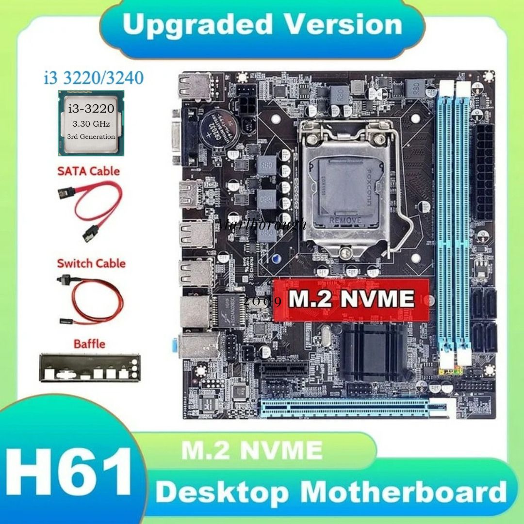 ZEBRONICS H61-i3-3rd-4gb Pfan-combo LGA 1155Socket ATX Intel H61 Chipset DDR3 Motherboard for Desktop